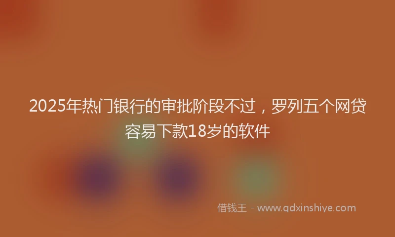 2025年热门银行的审批阶段不过，罗列五个网贷容易下款18岁的软件
