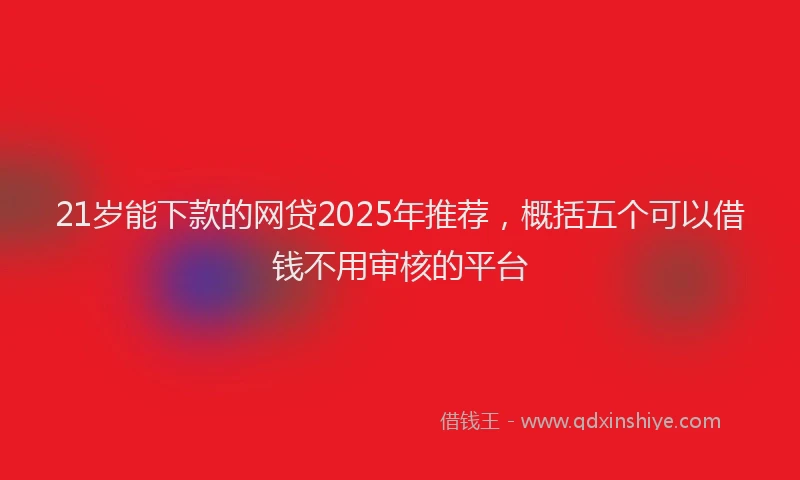 21岁能下款的网贷2025年推荐，概括五个可以借钱不用审核的平台