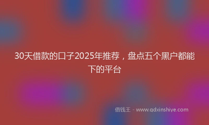 30天借款的口子2025年推荐，盘点五个黑户都能下的平台
