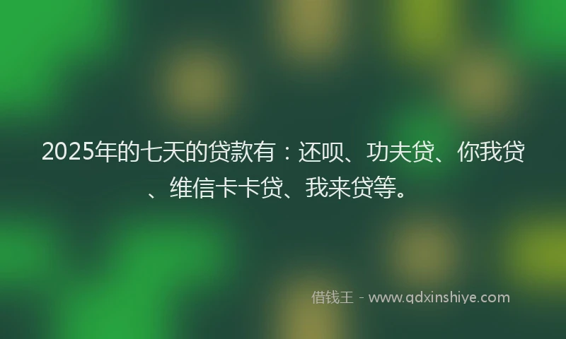 2025年的七天的贷款有：还呗、功夫贷、你我贷、维信卡卡贷、我来贷等。