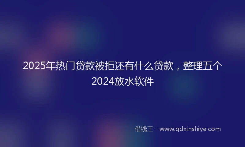 2025年热门贷款被拒还有什么贷款，整理五个2024放水软件
