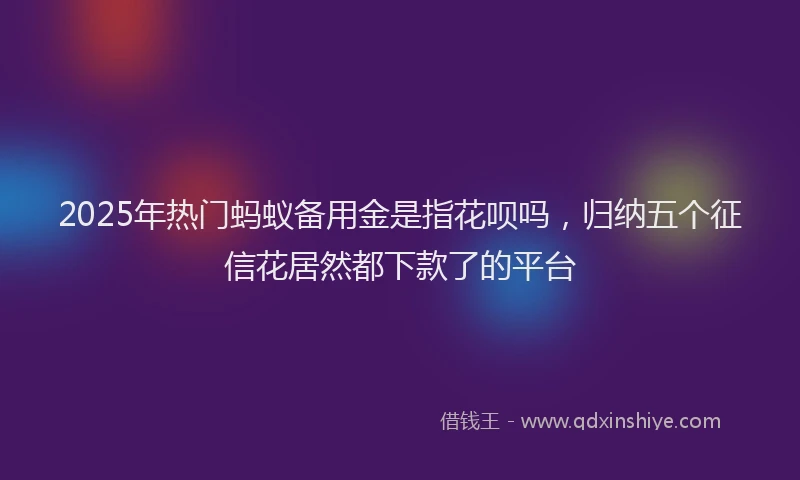 2025年热门蚂蚁备用金是指花呗吗，归纳五个征信花居然都下款了的平台