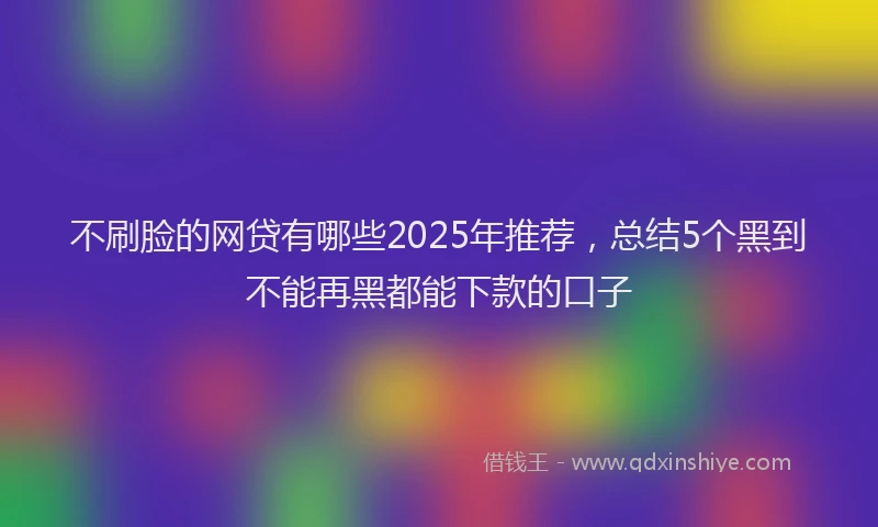 不刷脸的网贷有哪些2025年推荐，总结5个黑到不能再黑都能下款的口子