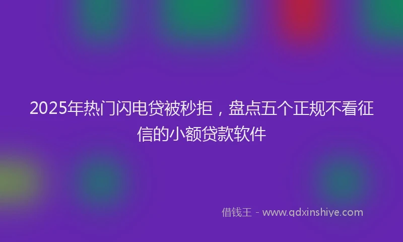 2025年热门闪电贷被秒拒，盘点五个正规不看征信的小额贷款软件