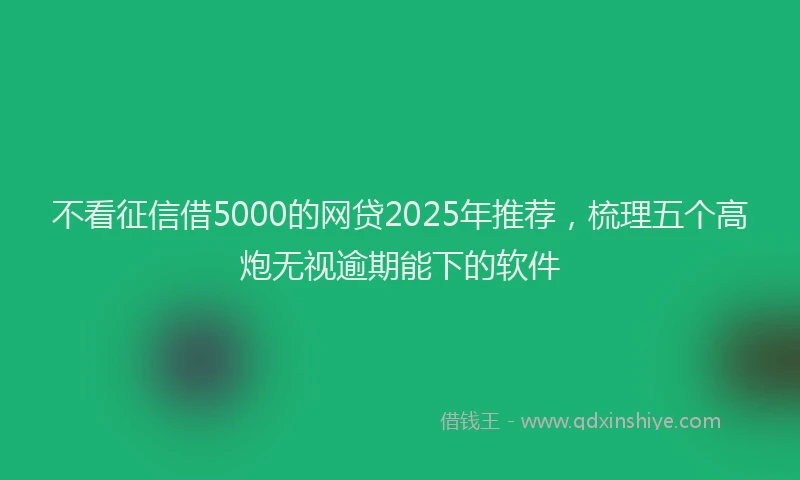 不看征信借5000的网贷2025年推荐，梳理五个高炮无视逾期能下的软件