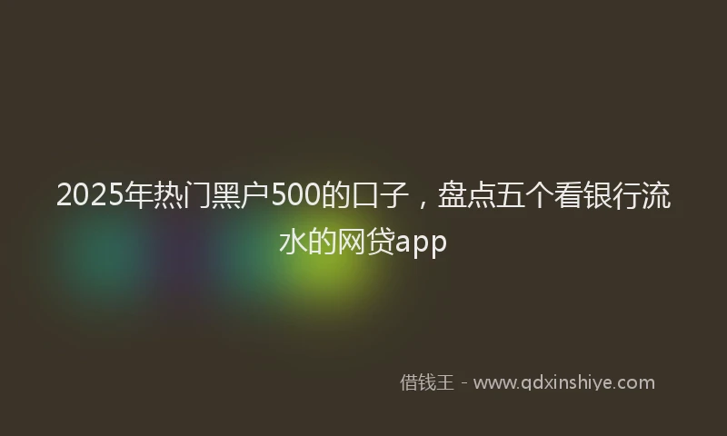 2025年热门黑户500的口子，盘点五个看银行流水的网贷app