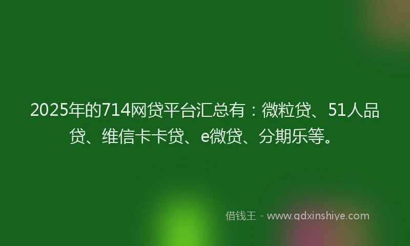 2025年的714网贷平台汇总有：微粒贷、51人品贷、维信卡卡贷、e微贷、分期乐等。