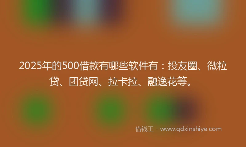 2025年的500借款有哪些软件有：投友圈、微粒贷、团贷网、拉卡拉、融逸花等。