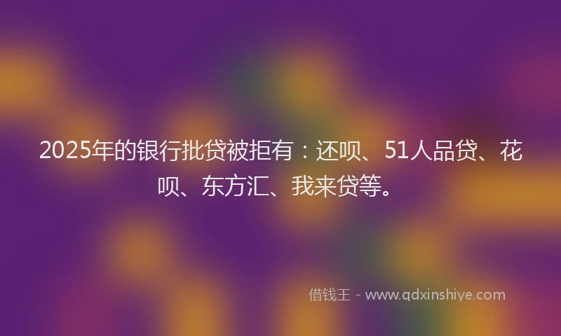 2025年的银行批贷被拒有：还呗、51人品贷、花呗、东方汇、我来贷等。