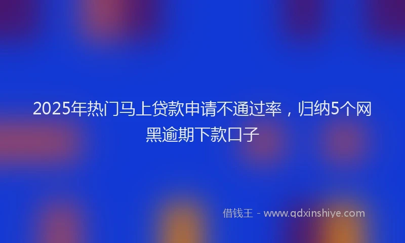 2025年热门马上贷款申请不通过率，归纳5个网黑逾期下款口子