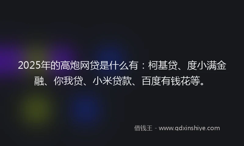2025年的高炮网贷是什么有：柯基贷、度小满金融、你我贷、小米贷款、百度有钱花等。