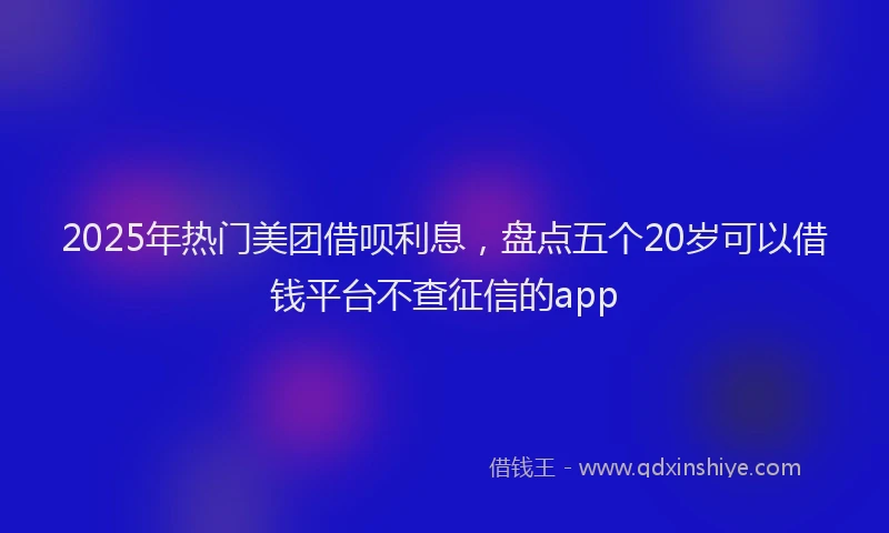 2025年热门美团借呗利息，盘点五个20岁可以借钱平台不查征信的app