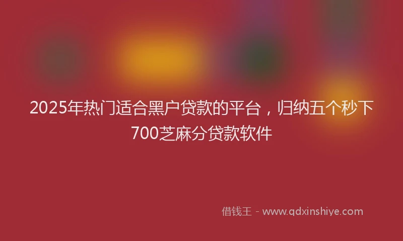 2025年热门适合黑户贷款的平台，归纳五个秒下700芝麻分贷款软件