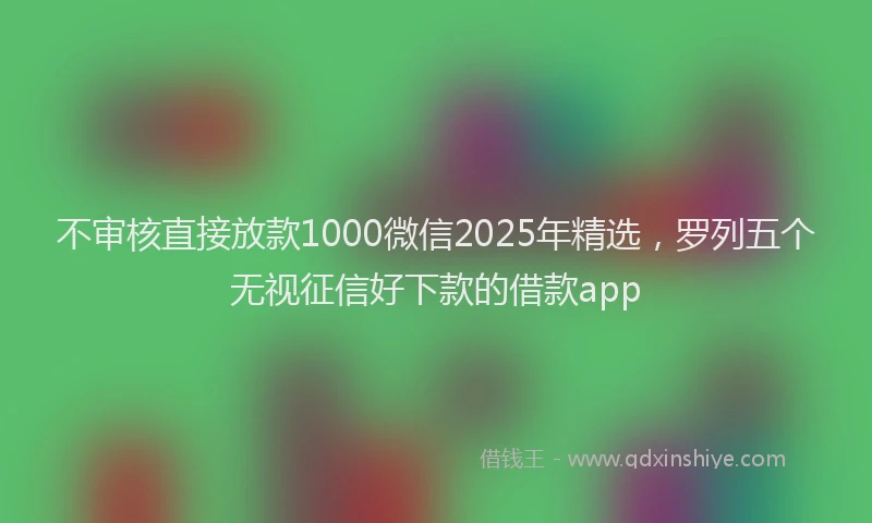不审核直接放款1000微信2025年精选，罗列五个无视征信好下款的借款app
