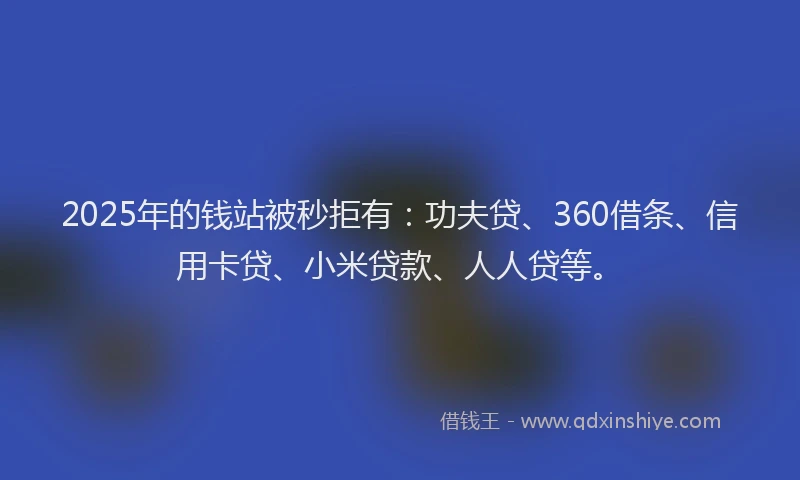 2025年的钱站被秒拒有：功夫贷、360借条、信用卡贷、小米贷款、人人贷等。