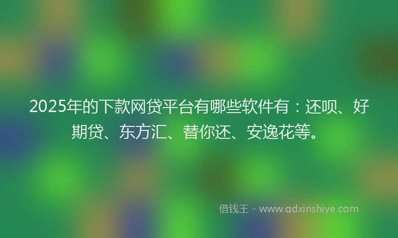 2025年的下款网贷平台有哪些软件有：还呗、好期贷、东方汇、替你还、安逸花等。