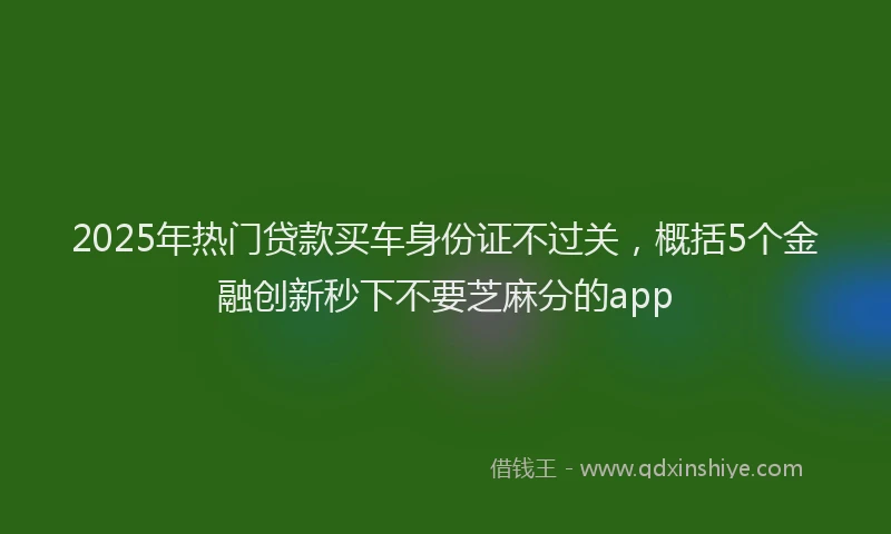 2025年热门贷款买车身份证不过关，概括5个金融创新秒下不要芝麻分的app