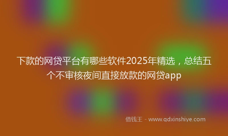 下款的网贷平台有哪些软件2025年精选，总结五个不审核夜间直接放款的网贷app