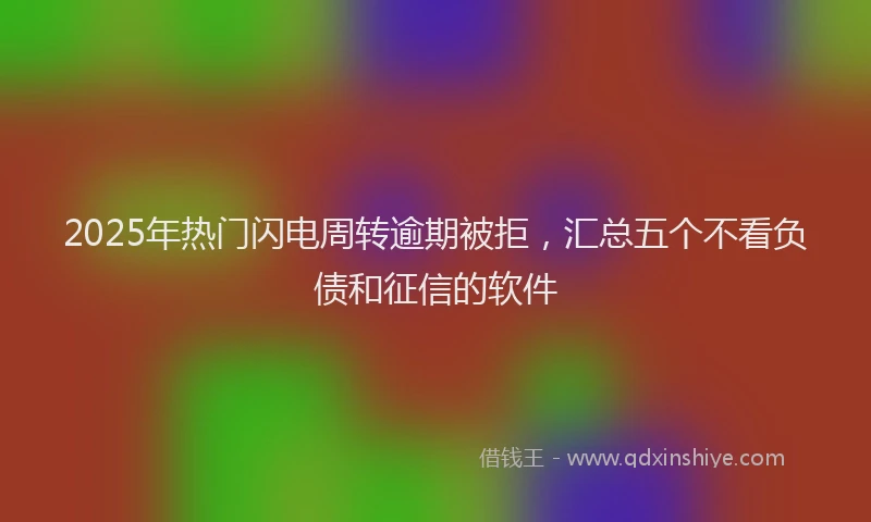 2025年热门闪电周转逾期被拒，汇总五个不看负债和征信的软件