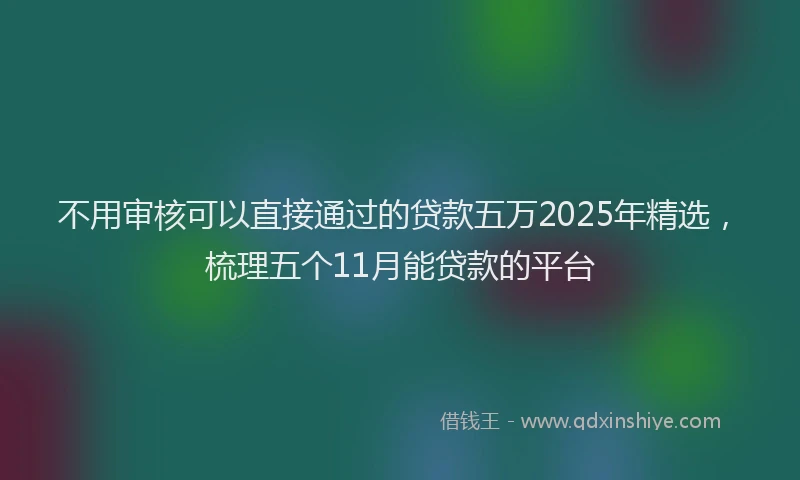 不用审核可以直接通过的贷款五万2025年精选，梳理五个11月能贷款的平台