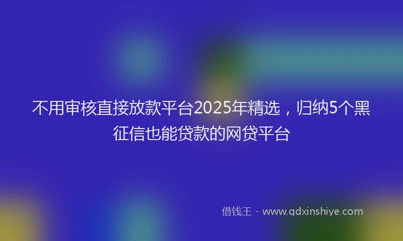 不用审核直接放款平台2025年精选，归纳5个黑征信也能贷款的网贷平台