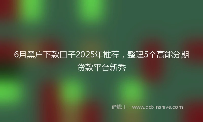 6月黑户下款口子2025年推荐，整理5个高能分期贷款平台新秀