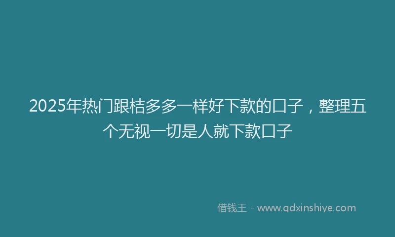 2025年热门跟桔多多一样好下款的口子，整理五个无视一切是人就下款口子