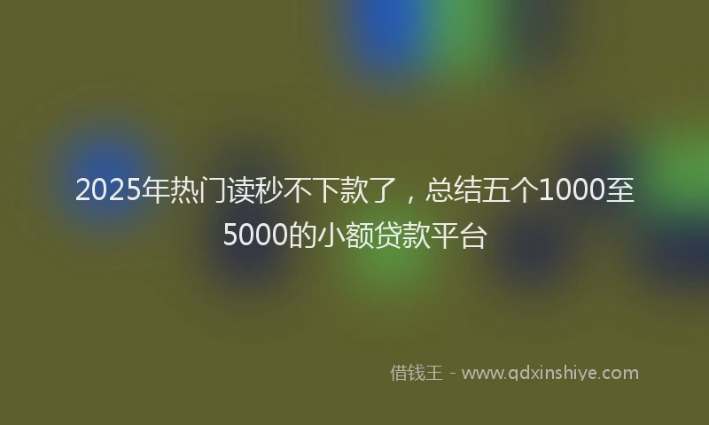 2025年热门读秒不下款了，总结五个1000至5000的小额贷款平台