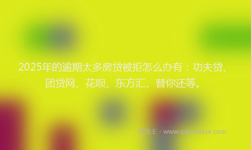 2025年的逾期太多房贷被拒怎么办有：功夫贷、团贷网、花呗、东方汇、替你还等。