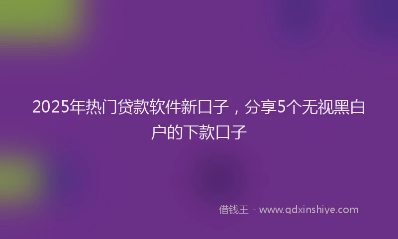 2025年热门贷款软件新口子，分享5个无视黑白户的下款口子