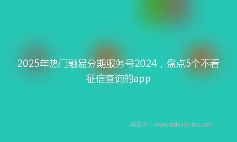 2025年热门融易分期服务号2024，盘点5个不看征信查询的app