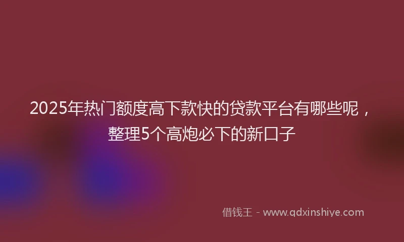 2025年热门额度高下款快的贷款平台有哪些呢，整理5个高炮必下的新口子