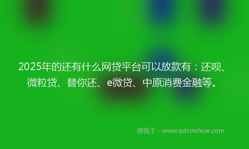 2025年的还有什么网贷平台可以放款有：还呗、微粒贷、替你还、e微贷、中原消费金融等。