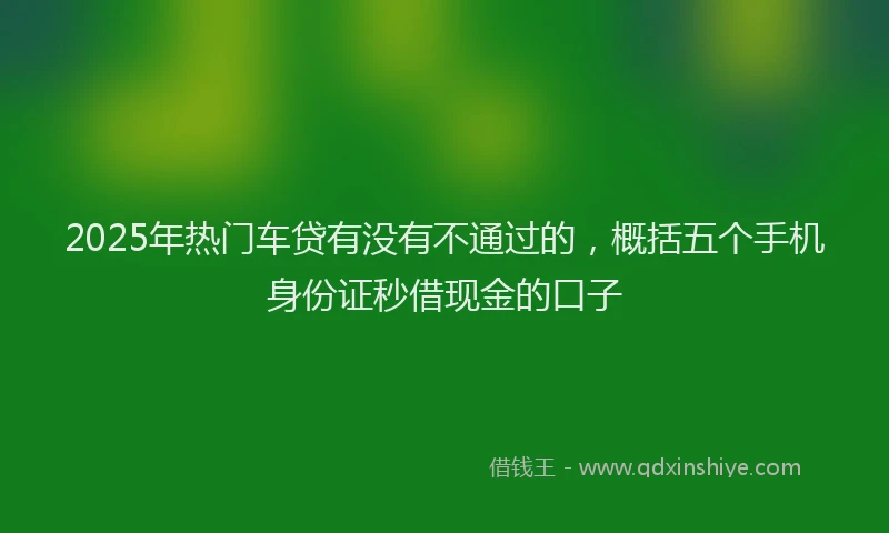 2025年热门车贷有没有不通过的，概括五个手机身份证秒借现金的口子