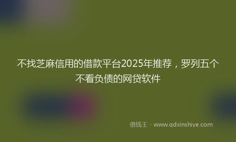 不找芝麻信用的借款平台2025年推荐，罗列五个不看负债的网贷软件