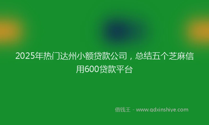 2025年热门达州小额贷款公司，总结五个芝麻信用600贷款平台