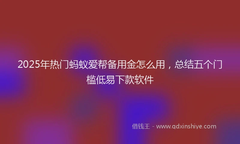 2025年热门蚂蚁爱帮备用金怎么用，总结五个门槛低易下款软件