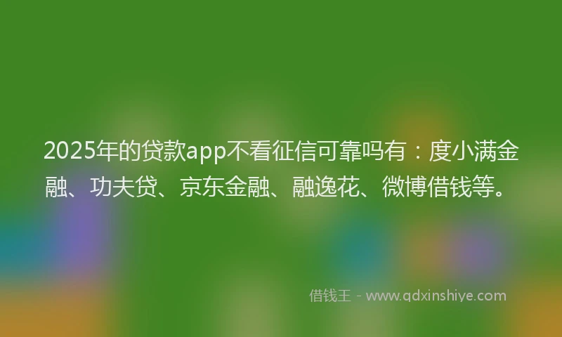 2025年的贷款app不看征信可靠吗有：度小满金融、功夫贷、京东金融、融逸花、微博借钱等。