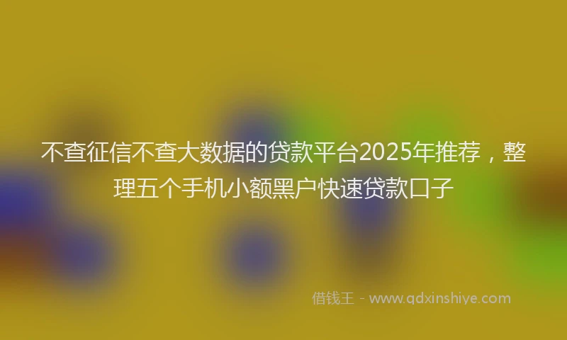不查征信不查大数据的贷款平台2025年推荐，整理五个手机小额黑户快速贷款口子