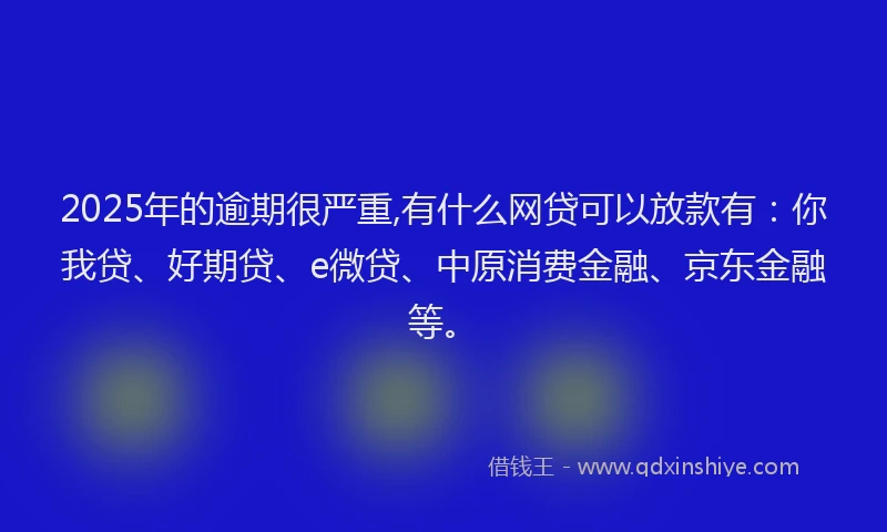 2025年的逾期很严重,有什么网贷可以放款有：你我贷、好期贷、e微贷、中原消费金融、京东金融等。
