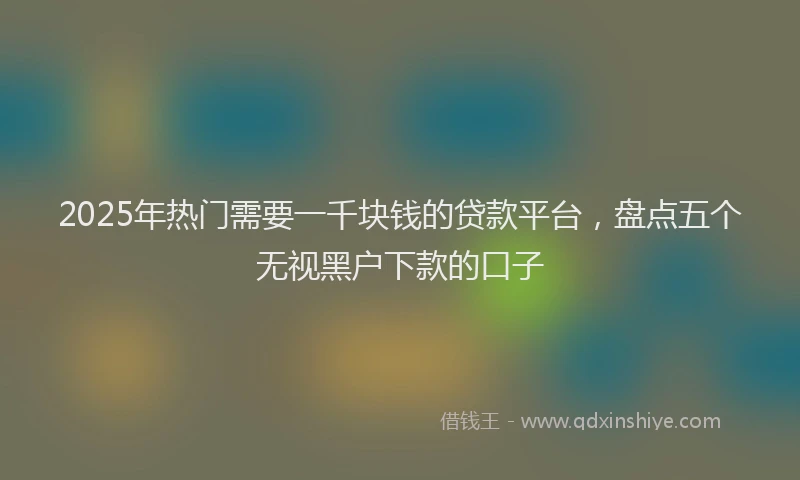 2025年热门需要一千块钱的贷款平台，盘点五个无视黑户下款的口子