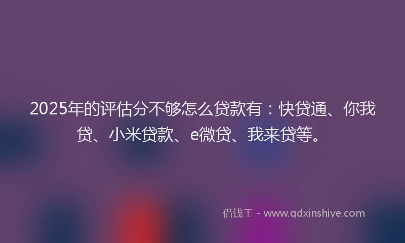 2025年的评估分不够怎么贷款有：快贷通、你我贷、小米贷款、e微贷、我来贷等。