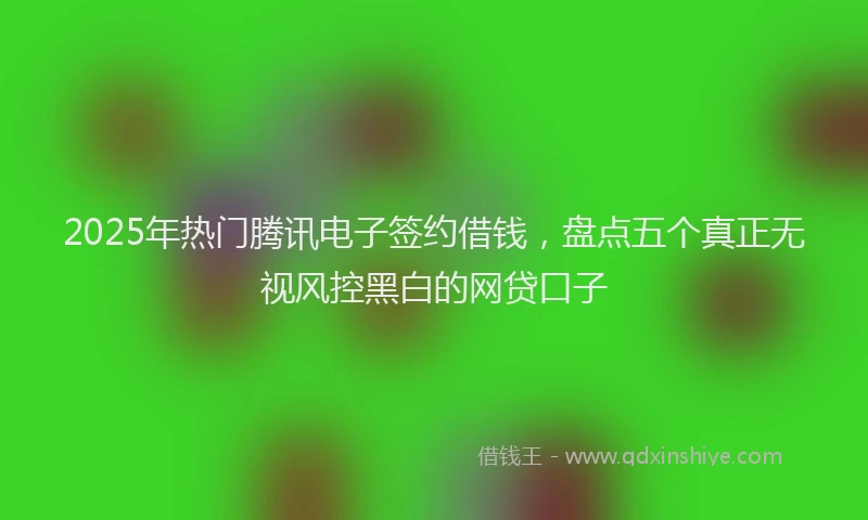 2025年热门腾讯电子签约借钱，盘点五个真正无视风控黑白的网贷口子