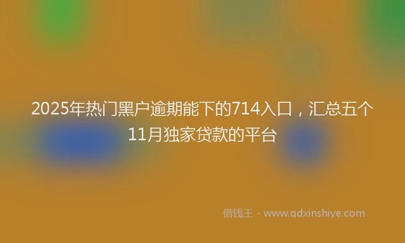 2025年热门黑户逾期能下的714入口，汇总五个11月独家贷款的平台