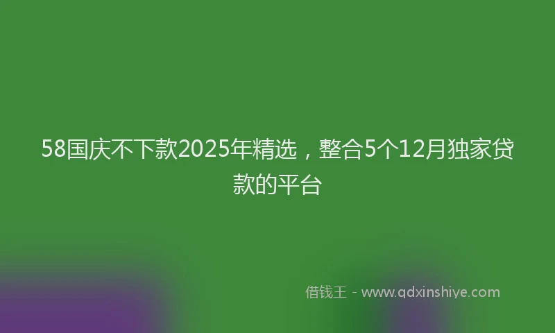 58国庆不下款2025年精选，整合5个12月独家贷款的平台