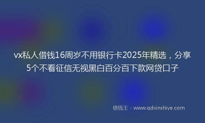 vx私人借钱16周岁不用银行卡2025年精选，分享5个不看征信无视黑白百分百下款网贷口子