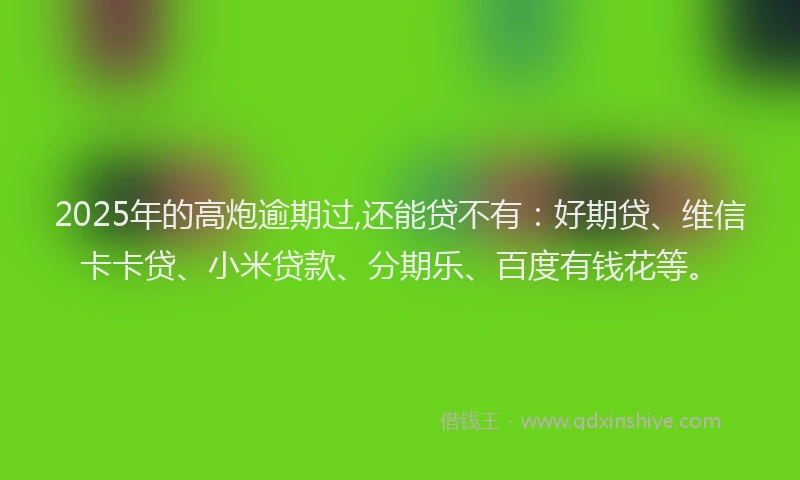 2025年的高炮逾期过,还能贷不有：好期贷、维信卡卡贷、小米贷款、分期乐、百度有钱花等。