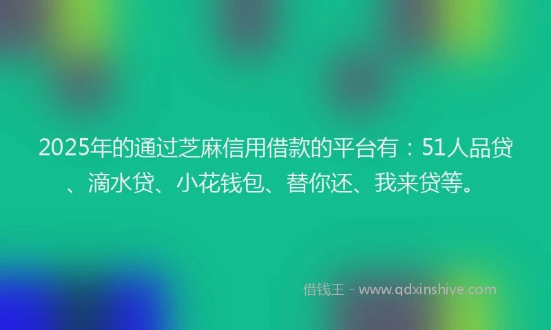 2025年的通过芝麻信用借款的平台有：51人品贷、滴水贷、小花钱包、替你还、我来贷等。