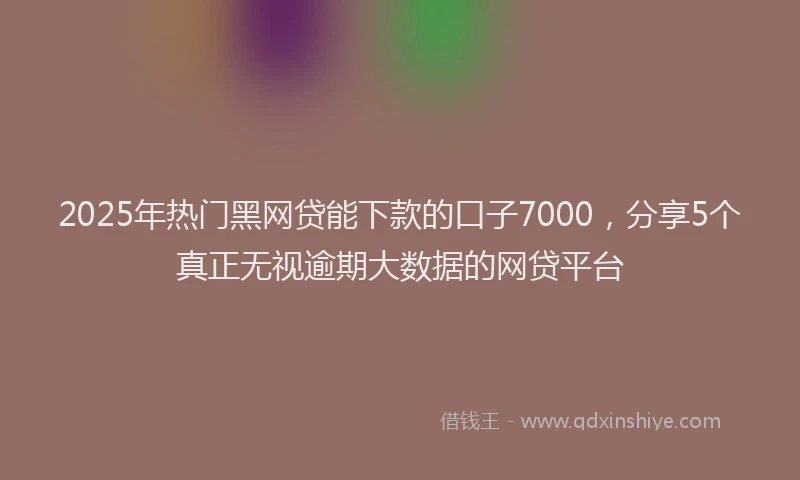 2025年热门黑网贷能下款的口子7000，分享5个真正无视逾期大数据的网贷平台