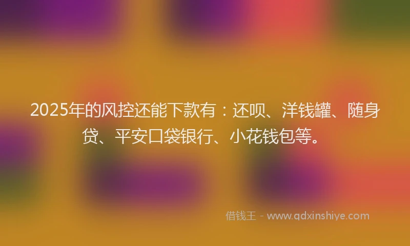 2025年的风控还能下款有：还呗、洋钱罐、随身贷、平安口袋银行、小花钱包等。